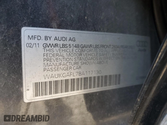 2011 Audi S4 Prestige with VIN WAUKGAFL7BA117130, listed as a Copart auction lot 88517015 with 111,542 mi miles and Salvage Title. Bid and sale history available at carsss.com. Image 13.