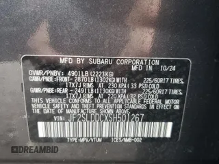 2025 Subaru Forester Premium with VIN JF2SLDDCXSH501267, listed as a Copart auction lot 57899865 with 4,147 mi miles and Salvage title. Bid and sale history available at DreamBid. Image 13.