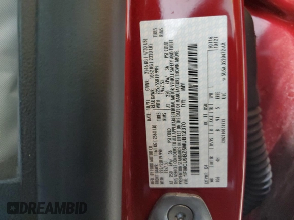 2021 Ford Escape SE Hybrid with VIN 1FMCU9BZ5MUB12370, listed as a Copart auction lot 57591475 with 52,799 mi miles and Salvage title. Bid and sale history available at DreamBid. Image 13.