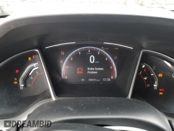 2019 Honda Civic Sedan Sport with VIN 2HGFC2F81KH542637, listed as a Copart auction lot 49427385 with 80,025 mi miles and Salvage Title. Bid and sale history available at carsss.com. Image 9.
