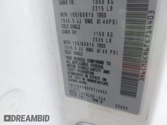 2015 Nissan NV200 S z VIN 3N6CM0KN6FK714403, wystawiony jako IAAI lot #41705950 z przebiegiem 84 384 mil mil oraz . Historia ofert i sprzedaży dostępna na DreamBid. Obrazek 9.