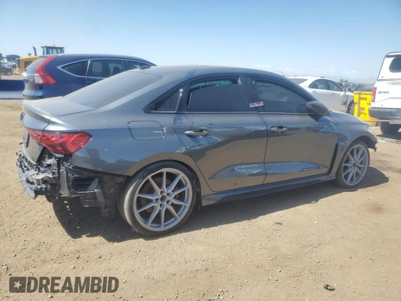 2023 Audi RS 3 with VIN WUAG4DGY6PA909888, listed as a Copart auction lot 61567855 with Not provided miles and Salvage title. Bid and sale history available at DreamBid. Image 3.