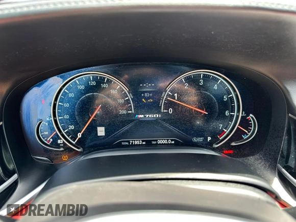 2018 BMW 7 Series M760i xDrive with VIN WBA7H6C54JG614931, listed as a Copart auction lot 59110125 with 71,953 mi miles and Clean title. Bid and sale history available at DreamBid. Image 7.