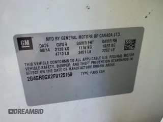 2015 Buick Regal Premium II with VIN 2G4GR5GX2F9125158, listed as a Copart auction lot 45643015 with 85,567 mi miles and Salvage Title. Bid and sale history available at carsss.com. Image 13.