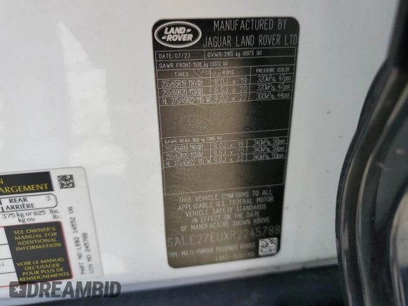 2024 Land Rover Defender X-Dynamic SE z VIN SALE27EUXR2245788, wystawiony jako Copart lot #70930774 z przebiegiem 16 277 mil mil oraz Szkoda całkowita • Salvage title. Historia ofert i sprzedaży dostępna na DreamBid. Obrazek 14.