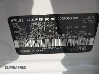 2017 Mitsubishi Outlander SE with VIN JA4AD3A36HZ032374, listed as a IAAI auction lot 42108810 with 89,034 mi miles and . Bid and sale history available at DreamBid. Image 9.