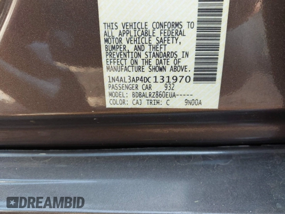 2013 Nissan Altima 2.5 S with VIN 1N4AL3AP4DC131970, listed as a IAAI auction lot 41915038 with 135,707 mi miles and . Bid and sale history available at carsss.com. Image 9.