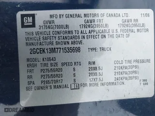 2007 Chevrolet Silverado 1500 LTZ with VIN 2GCEK13M771535698, listed as a IAAI auction lot 41295982 with 216,232 mi miles. Bid and sale history available at carsss.com. Image 9.