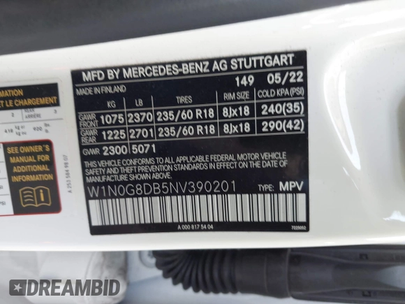 2022 Mercedes-Benz GLC 300 с VIN W1N0G8DB5NV390201, выставлен на аукционе IAAI как лот 42131813 с пробегом 32 377 миль миль и . История ставок и продаж доступна на DreamBid. Изображение 9.