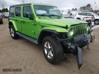 2018 Jeep Wrangler Unlimited Sahara with VIN 1C4HJXEG3JW241628, listed as a Copart auction lot 50419245 with 156,429 mi miles and Salvage Title. Bid and sale history available at carsss.com. Image 4.