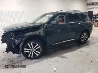 2025 Nissan Pathfinder Platinum with VIN 5N1DR3DH1SC200245, listed as a Copart auction lot 46527035 with 2,714 mi miles and Salvage title. Bid and sale history available at DreamBid. Image 1.