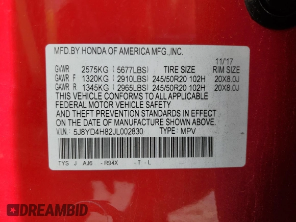 2018 Acura MDX Advance with VIN 5J8YD4H82JL002830, listed as a Copart auction lot 43667625 with 117,192 mi miles and Salvage Title. Bid and sale history available at carsss.com. Image 15.