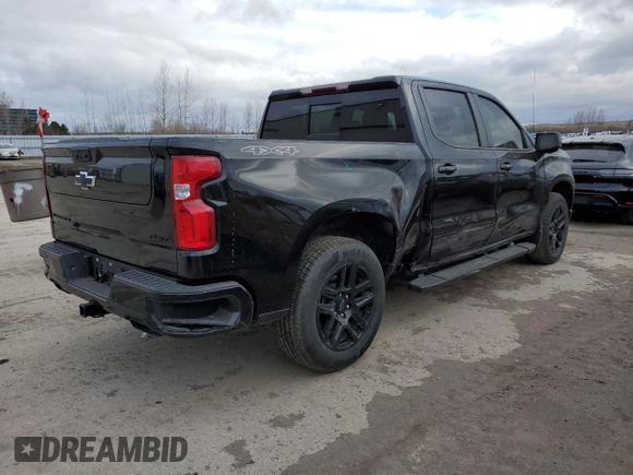 2025 Chevrolet Silverado 1500 with VIN 1GCUKEE86SZ159322, listed as a Copart auction lot 52690435 with 4,975 mi miles and Salvage Title. Bid and sale history available at DreamBid. Image 3.