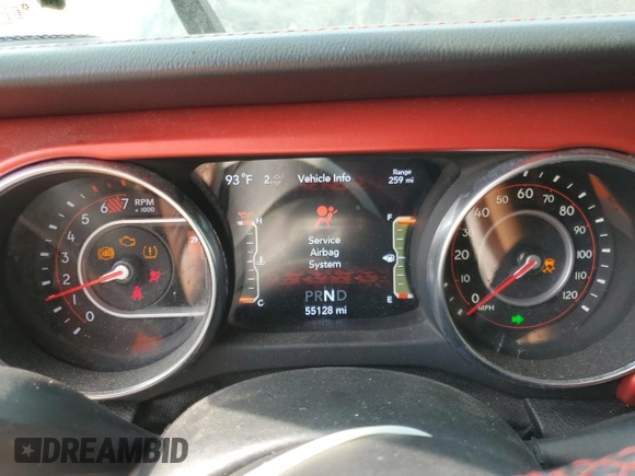 2019 Jeep Wrangler Unlimited Rubicon with VIN 1C4HJXFN2KW525606, listed as a Copart auction lot 62674225 with 55,128 mi miles and Salvage title. Bid and sale history available at DreamBid. Image 9.