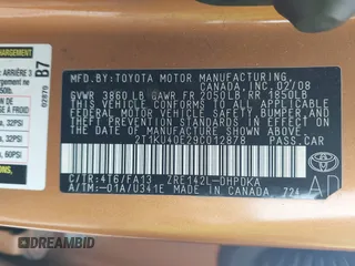 2009 Toyota Matrix z VIN 2T1KU40E29C012878, wystawiony jako IAAI lot #42177978 z przebiegiem 119 897 mil mil oraz . Historia ofert i sprzedaży dostępna na DreamBid. Obrazek 9.