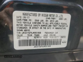 2018 Infiniti Q50 Luxe with VIN JN1EV7AP6JM351908, listed as a Copart auction lot 58056805 with 72,363 mi miles and Salvage title. Bid and sale history available at DreamBid. Image 12.