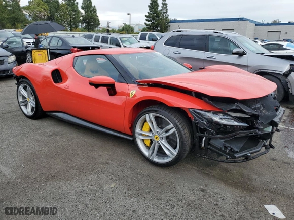 2024 Ferrari 296 GTB with VIN ZFF99SLA9R0310238, listed as a Copart auction lot 81647524 with NaN miles and Salvage Title. Bid and sale history available at carsss.com. Image 4.