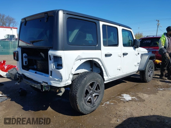 2018 Jeep Wrangler Unlimited Sport S z VIN 1C4HJXDG8JW117341, wystawiony jako IAAI lot #42037176 z przebiegiem 44 750 mil mil oraz . Historia ofert i sprzedaży dostępna na DreamBid. Obrazek 4.