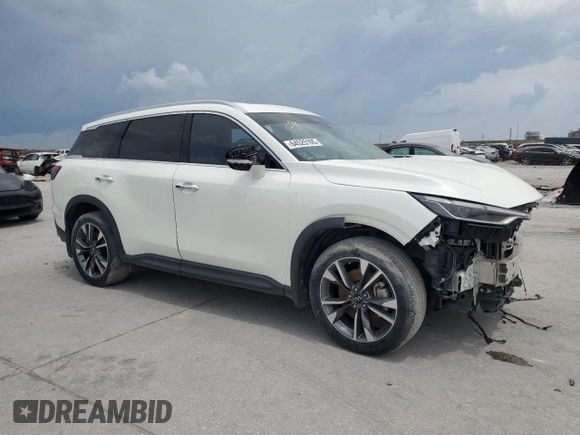 2023 Infiniti QX60 Luxe z VIN 5N1DL1FR4PC353091, wystawiony jako Copart lot #64525105 z przebiegiem Nie podano mil oraz Szkoda całkowita • Salvage title. Historia ofert i sprzedaży dostępna na DreamBid. Obrazek 4.