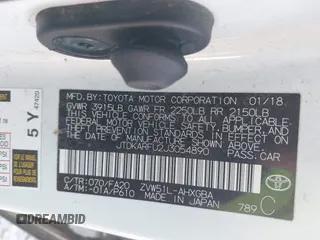 2018 Toyota Prius Two with VIN JTDKARFU2J3054890, listed as a IAAI auction lot 41639655 with 144,967 mi miles. Bid and sale history available at carsss.com. Image 9.