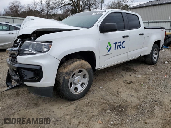 2021 Chevrolet Colorado 4WD Work Truck with VIN 1GCGTBEN5M1234902, listed as a Copart auction lot 44819885 with 58,132 mi miles and Salvage title. Bid and sale history available at DreamBid. Image 1.