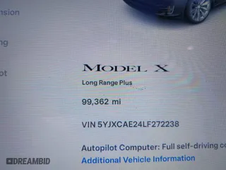 2020 Tesla Model X Long Range with VIN 5YJXCAE24LF272238, listed as a IAAI auction lot 40251868 with 99,362 mi miles. Bid and sale history available at carsss.com. Image 7.
