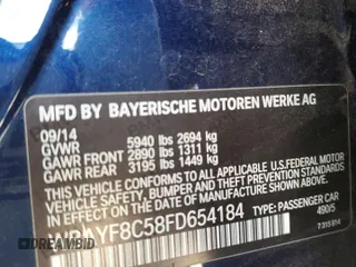 2015 BMW 7 Series 750Li xDrive with VIN WBAYF8C58FD654184, listed as a Copart auction lot 77203184 with 122,955 mi miles and Non Repairable. Bid and sale history available at DreamBid. Image 13.