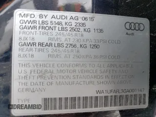 2016 Audi allroad Premium Plus with VIN WA1UFAFL3GA001147, listed as a Copart auction lot 46323635 with 74,997 mi miles and Salvage Title. Bid and sale history available at carsss.com. Image 16.