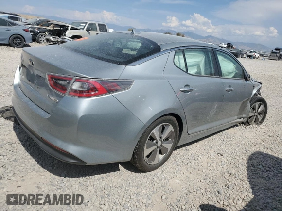 2014 Kia Optima Hybrid EX with VIN KNAGN4ADXE5069276, listed as a Copart auction lot 69298214 with 0 mi miles and Salvage Title. Bid and sale history available at carsss.com. Image 3.