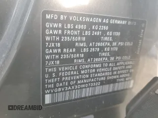 2013 Volkswagen Tiguan S z VIN WVGBV3AX3DW073322, wystawiony jako Copart lot #79616044 z przebiegiem 96 366 mil mil oraz Szkoda całkowita • Salvage title. Historia ofert i sprzedaży dostępna na DreamBid. Obrazek 13.