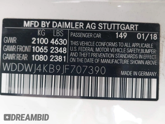2018 Mercedes-Benz C 300 с VIN WDDWJ4KB9JF707390, выставлен на аукционе IAAI как лот 41541150 с пробегом 92 045 миль миль и . История ставок и продаж доступна на DreamBid. Изображение 9.