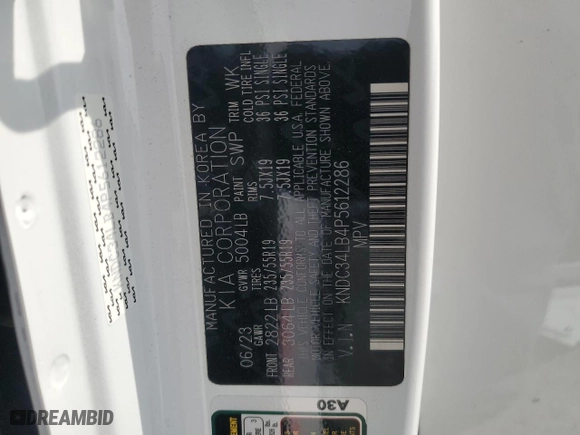 2023 Kia EV6 Light with VIN KNDC34LB4P5612286, listed as a Copart auction lot 78016034 with 13,152 mi miles and Salvage Title. Bid and sale history available at carsss.com. Image 16.