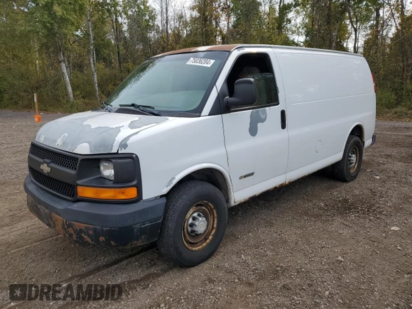 2006 Chevrolet Express Cargo z VIN 1GCHG35U761242721, wystawiony jako Copart lot #75036204 z przebiegiem 253 979 mil mil oraz Czysty tytuł • Clean title. Historia ofert i sprzedaży dostępna na DreamBid. Obrazek 1.