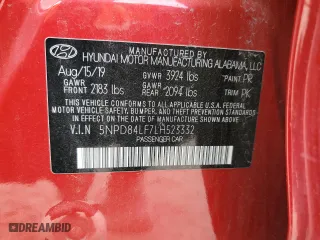 2020 Hyundai Elantra Value Edition with VIN 5NPD84LF7LH523332, listed as a Copart auction lot 51592875 with 47,650 mi miles and Salvage Title. Bid and sale history available at carsss.com. Image 14.