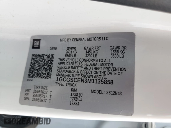 2021 Chevrolet Colorado 2WD LT with VIN 1GCGSCEN3M1135858, listed as a Copart auction lot 54905915 with 86,862 mi miles and Salvage Title. Bid and sale history available at DreamBid. Image 12.