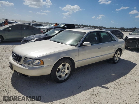 2000 Audi A8 with VIN WAUFL54D5YN006447, listed as a Copart auction lot 77151504 with Not provided miles and Salvage title. Bid and sale history available at DreamBid. Image 1.