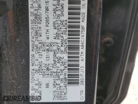 2015 Toyota Tacoma z VIN 3TMLU4EN0FM170751, wystawiony jako Copart lot #85368854 z przebiegiem 92 689 mil mil oraz Szkoda całkowita • Salvage title. Historia ofert i sprzedaży dostępna na DreamBid. Obrazek 12.