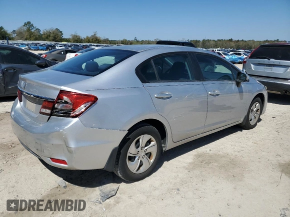 2015 Honda Civic LX with VIN 19XFB2F52FE104119, listed as a Copart auction lot 53857125 with 61,611 mi miles and Salvage Title. Bid and sale history available at carsss.com. Image 3.
