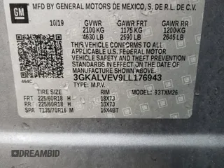 2020 GMC Terrain SLT with VIN 3GKALVEV9LL176943, listed as a Copart auction lot 44705425 with 105,805 mi miles and Non Repairable. Bid and sale history available at carsss.com. Image 14.