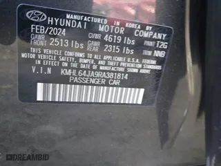 2024 Hyundai Sonata SEL with VIN KMHL64JA9RA381814, listed as a IAAI auction lot 40937428 with 8,250 mi miles. Bid and sale history available at carsss.com. Image 9.