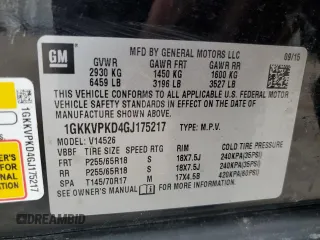 2016 GMC Acadia SLE with VIN 1GKKVPKD4GJ175217, listed as a Copart auction lot 46374475 with 92,311 mi miles and Salvage title. Bid and sale history available at DreamBid. Image 15.
