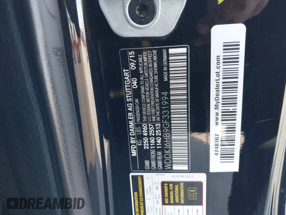 2016 Mercedes-Benz E-Class E 400 with VIN WDDKJ6HB9GF331994, listed as a IAAI auction lot 41953303 with 97,378 mi miles. Bid and sale history available at carsss.com. Image 9.