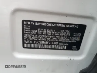 2017 BMW X1 xDrive28i with VIN WBXHT3C38H5F70088, listed as a Copart auction lot 50447715 with 119,649 mi miles and Clean Title. Bid and sale history available at carsss.com. Image 13.