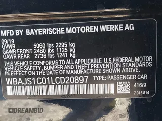 2020 BMW 5 Series 540i с VIN WBAJS1C01LCD20897, выставлен на аукционе IAAI как лот 41279762 с пробегом 62 886 миль миль и . История ставок и продаж доступна на DreamBid. Изображение 9.