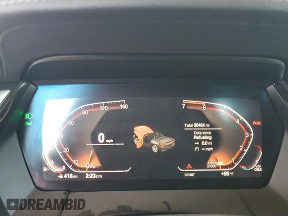 2020 BMW Z4 sDrive30i with VIN WBAHF3C0XLWW60530, listed as a Copart auction lot 57099555 with 20,464 mi miles and Salvage title. Bid and sale history available at DreamBid. Image 9.