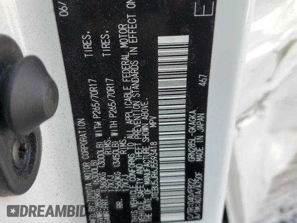 2018 Toyota 4Runner SR5 z VIN JTEBU5JR6J5593418, wystawiony jako Copart lot #60228085 z przebiegiem 96 239 mil mil oraz Szkoda całkowita • Salvage title. Historia ofert i sprzedaży dostępna na DreamBid. Obrazek 13.