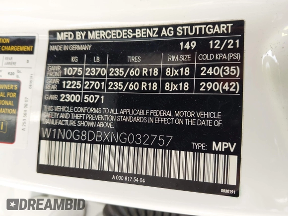 2022 Mercedes-Benz GLC 300 с VIN W1N0G8DBXNG032757, выставлен на аукционе IAAI как лот 42043736 с пробегом 39 608 миль миль и . История ставок и продаж доступна на DreamBid. Изображение 9.