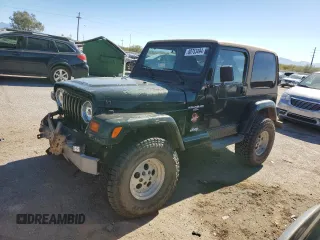 1997 Jeep Wrangler Sahara with VIN 1J4FY49S6VP521988, listed as a Copart auction lot 80753494 with 99,909 mi miles and Salvage Title. Bid and sale history available at carsss.com. Image 1.