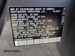 2018 Volkswagen Atlas SEL z VIN 1V2ER2CA4JC503864, wystawiony jako Copart lot #54832325 z przebiegiem 62 272 mil mil oraz Szkoda całkowita • Salvage title. Historia ofert i sprzedaży dostępna na DreamBid. Obrazek 13.