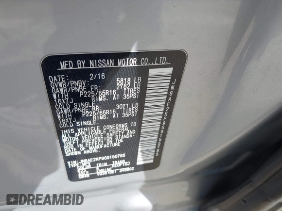 2016 Nissan Quest SL with VIN JN8AE2KP9G9155765, listed as a IAAI auction lot 41884338 with 138,390 mi miles. Bid and sale history available at carsss.com. Image 9.